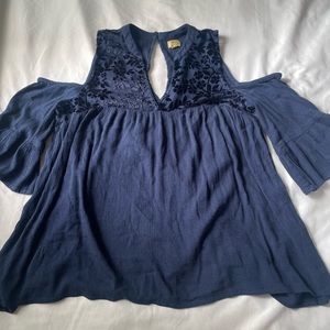 Dark Blue Off Shoulder Blouse
